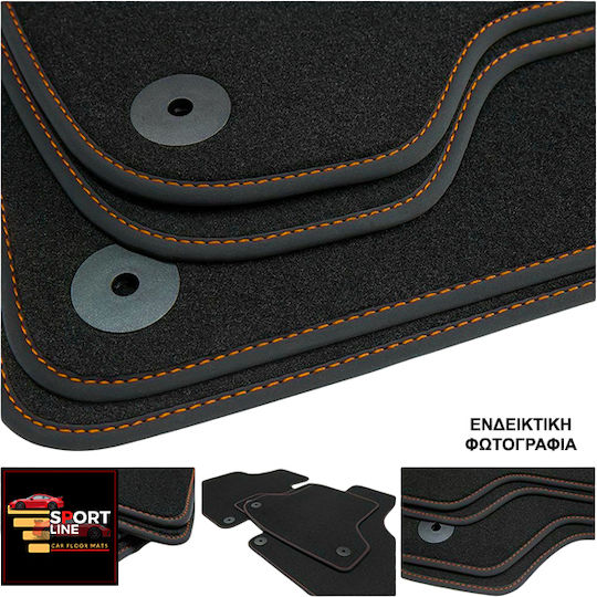 Mazda Rx-8 2003-2012 Πατακια Μοκετα Sport Line Μαυρο Me Πορτοκαλι Ραφη Πορτοκαλι Κεντημα Rx-8 Σετ 4τμχ
