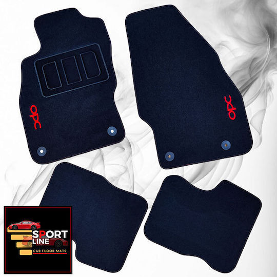 Opel Corsa D & E 2006-2019 Teppichmatten Sport Line Schwarz mit roter Naht Rote Stickerei Opc Set aus 4 Teilen