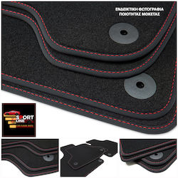 Set of Front and Rear Mats 4pcs from Carpet for Ford Focus Black / Red