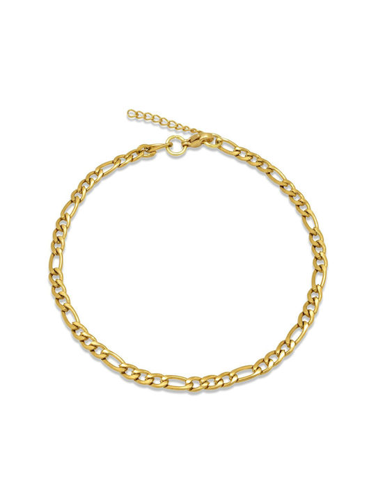 Unisex Gold Plated Stainless Steel Hand Thin Chain Yellow Figaro 17cm