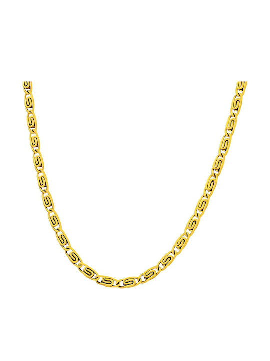 Goldjewels Верига Врат от Стомана Позлатена Тънка Дебелина 3mm и Дължина 60cm