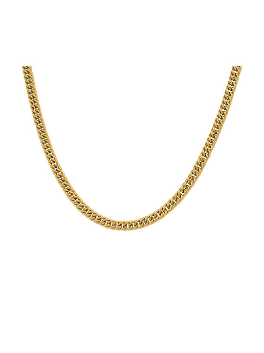 Chain Neck Cuban made of Stainless Steel Gold-Plated Thin Thickness 4mm and Length 40cm