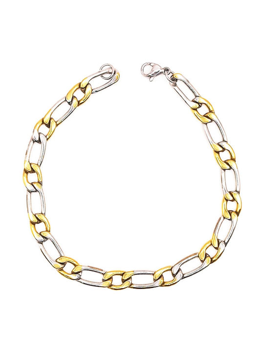 Two-Tone Chain Hand made of Steel Gold-Plated Thin Thickness 5mm and Length 17.5cm