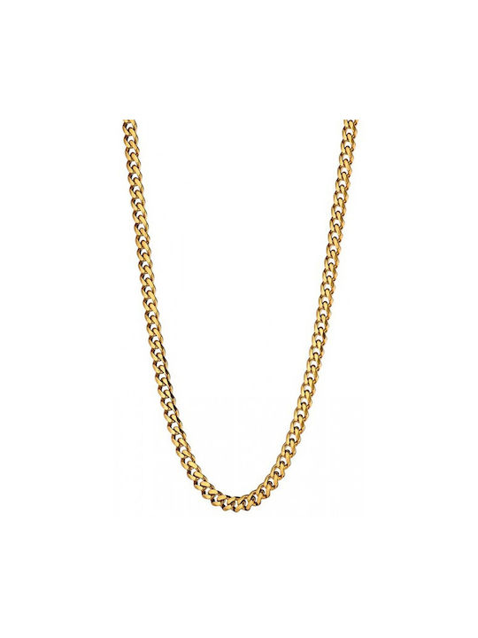 Chain Neck made of Steel Gold-Plated Thick Thickness 6.4mm and Length 50cm