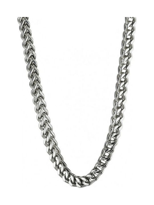 Men's Steel Neck Wide Chain White 60cm