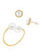 Margaritari Set mit Ohrringe & Ring aus Silber Vergoldet mit Perlen