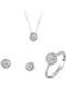 Set with Necklace , Earrings & Ring from White Gold 18K with Stones
