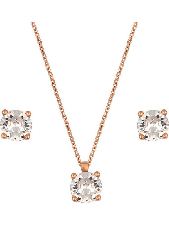 Verorama Set with Necklace & Earrings from Silver Gold Plated with Stones