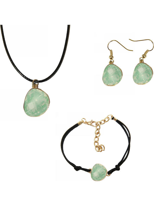 Tatu Moyo Set with Necklace , Earrings & Bracelet from Gold with Stones