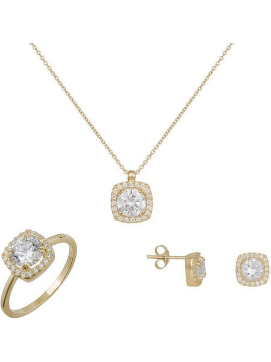 Set mit Halskette , Ohrringe & Ring aus Gold 14K