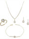 Set mit Halskette , Ohrringe & Ring aus Gold 14K