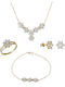 Set mit Halskette , Ohrringe & Ring aus Gold 9K