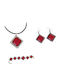 Tatu Moyo Set with Necklace , Earrings & Bracelet from Silver with Stones