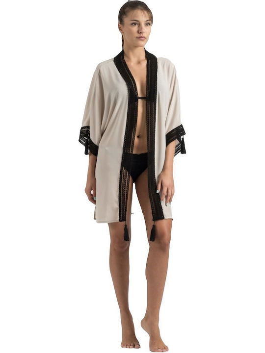 Jeannette Lingerie Damen Kimono Strand Beige