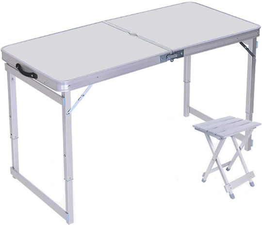 Forhome 021345 Outdoor Dinner Foldable Table with Plastic Surface and Metal Frame White 120x60x70cm