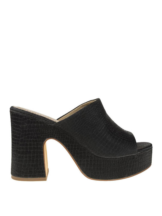 Corina Chunky Heel Mules Black