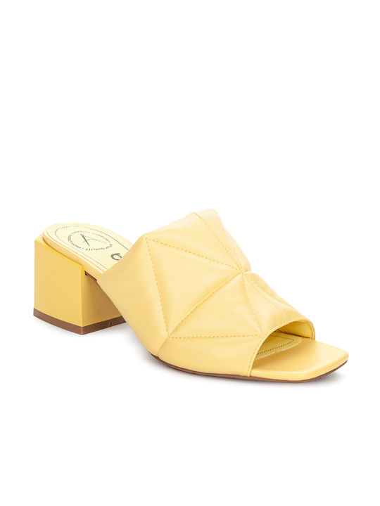 Betsy Light Chunky Heel Mules Yellow