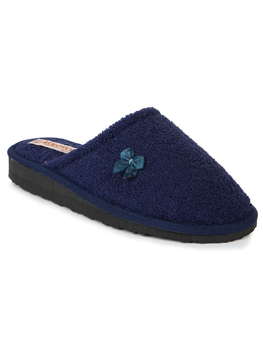 Piazza Shoes Frottee Winter Damen Hausschuhe in Blau Farbe