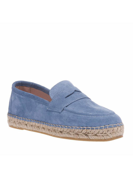 Sofia Manta Lederne Damen Espadrilles in Hellblau Farbe