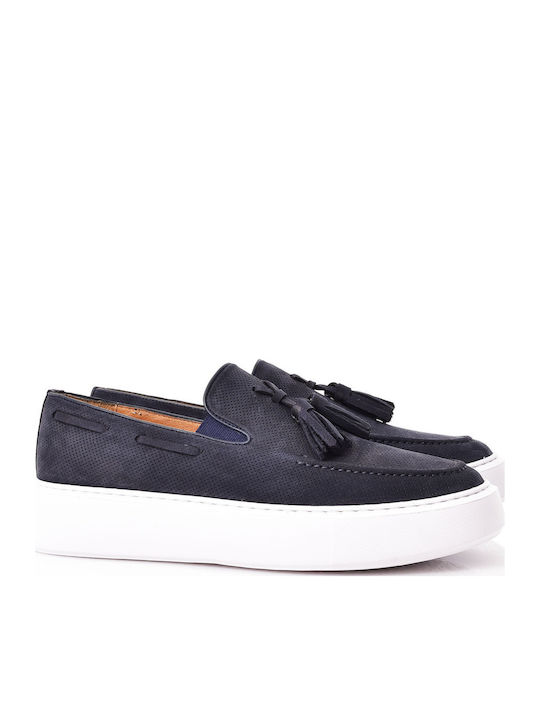 Vice Footwear Leder Herren Mokassins in Blau Farbe