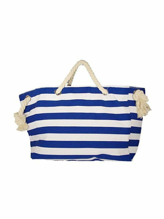 Beach Bag Blue with Stripes