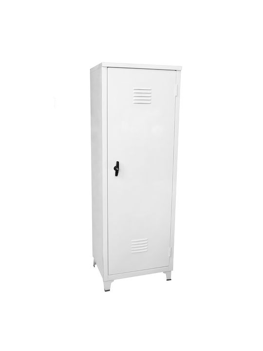 Einzeltür Metallischer Galvanisierter Außenschrank mit Verriegelungsfunktion mit Trennwand & 4 Regale 60x45x175cm
