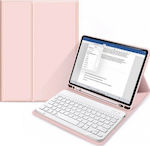 Ipad Klappdeckel Synthetisches Leder mit Tastatur Englisch US Rosa (Universell 10,9 Zoll) 43698