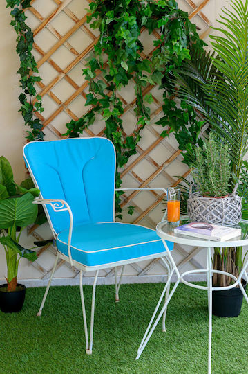Be Comfy Waterproof Garden Chair Cushion with Backrest Horseshoe Blue 47x86cm