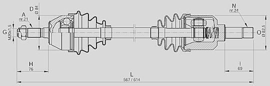 Open Parts Half Axle for Peugeot 205