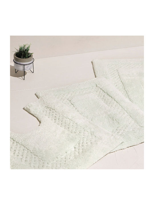 Bed&Bath Badematte Baumwolle Rechteckig Blue Border Waffle 53x86cm
