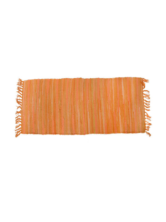 Rug Rectangular Cotton with Fringes Orange