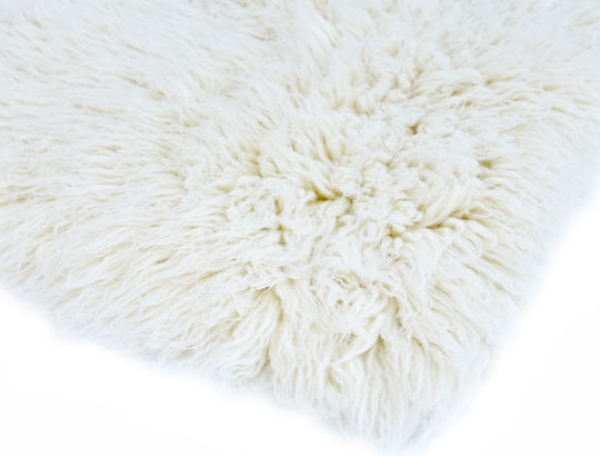 140x200cm Handmade Shaggy Wool Ecru
