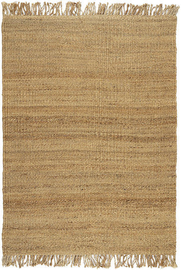 Mumbai Abr31 Rug Rectangular Summer from Jute with Fringes Beige