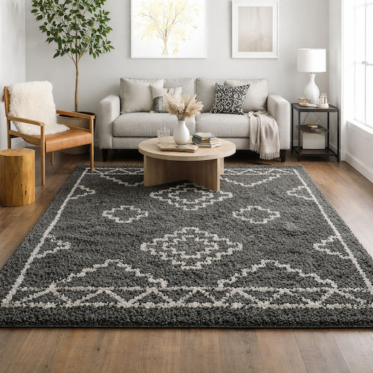 Saray Home Moroccan 240x305cm Shaggy Grey Living Room Rug