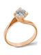 FenixJewelry Μονόπετρο από Ροζ Χρυσό 14K με Διαμάντι & Ζιργκόν