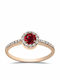Chrilia Einzelner Steine Ring aus Roségold 18K mit Rubin und Diamanten