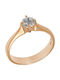 FenixJewelry Μονόπετρο από Ροζ Χρυσό 14K με Διαμάντι & Ζιργκόν