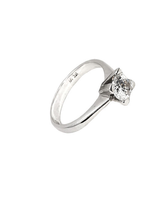 Kosmima1 Einzelner Steine Ring aus Weißgold 14K