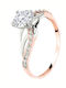 Einzelner Stein Ring aus Roségold 14K mit Zirkon