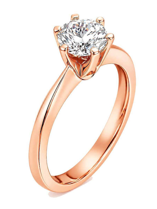 Xryseio Einzelner Steine Ring aus Roségold 14K mit Zirkon