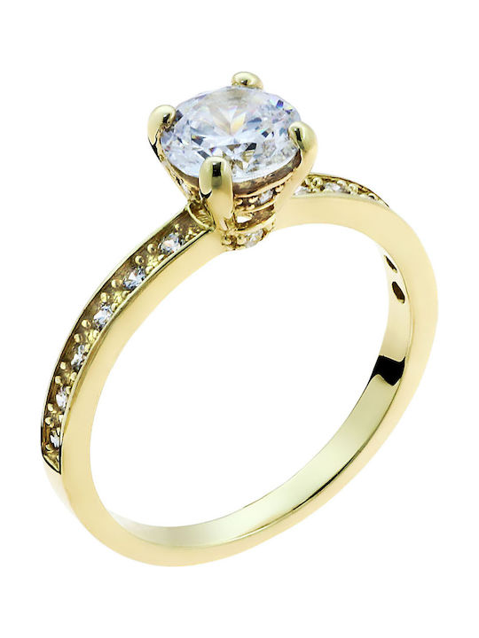 Single Stone Ring of Yellow Gold 14K