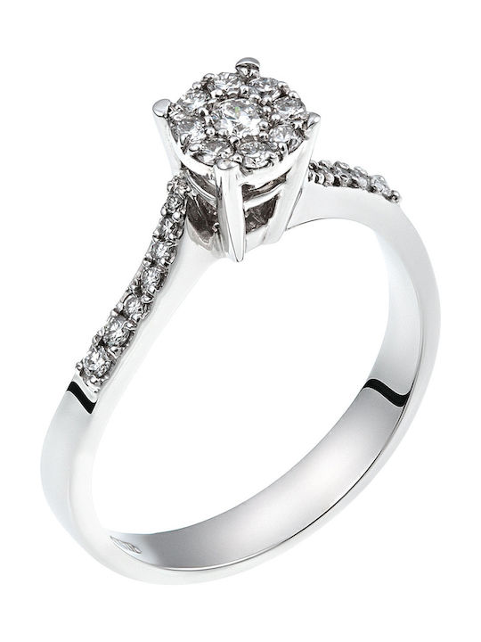 Single Stone Ring of White Gold 18K with Diamond