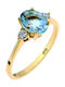 Single Stone Ring In 18K Gold With Aquamarine & Diamonds