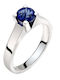 Single Stone Ring in 18K White Gold with Sapphire