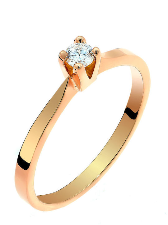 Inel Din Aur Roz 18K Cu Diamant