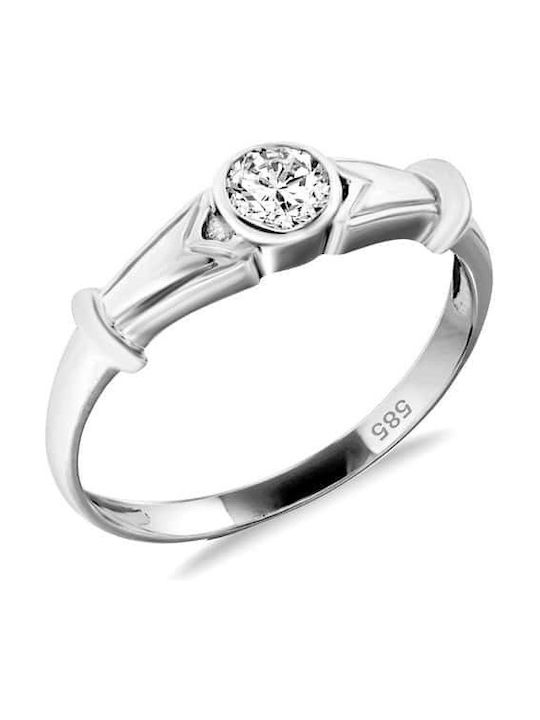 Eforo Единичен камък от Бяло злато 14K