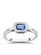 Chrilia Single Stone Ring in 18K White Gold with Sapphire