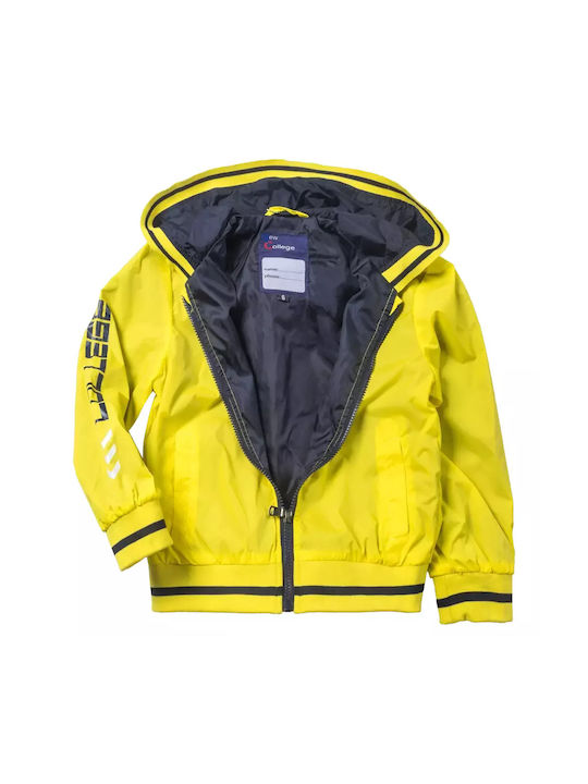 New College Boys Casual Jacket Yellow Top Guy with Ηood