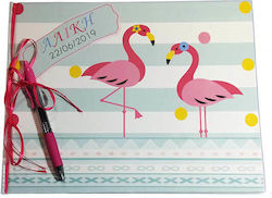 Day4you Flamingo Handgefertigtes Gästebuch mit Thema Flamingo aus Pappe