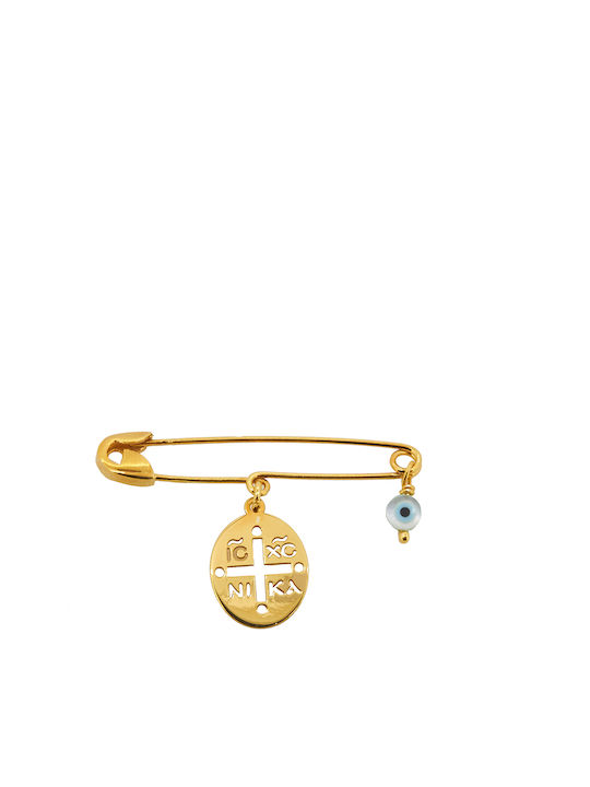 Child Safety Pin made of Gold Plated Silver with Constantinato